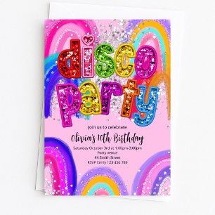 Invitación de cumpleaños para fiesta disco
