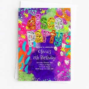 Invitación de cumpleaños para fiesta disco