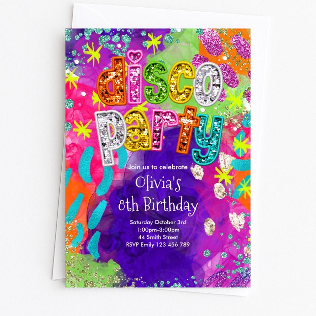 Invitación de cumpleaños para fiesta disco (Subido por el creador)
