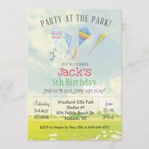 Invitación de cumpleaños para fiesta en el parque 