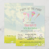 Invitación de cumpleaños para fiesta en el parque