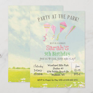 Invitación de cumpleaños para fiesta en el parque