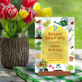 Invitación de cumpleaños para fiesta en jardín tra