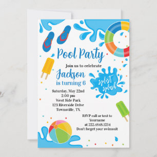 Invitación de cumpleaños para fiesta en la piscina