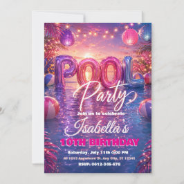 Invitación de cumpleaños para fiesta en la piscina