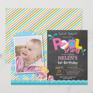 Invitación de cumpleaños para fiesta en la piscina