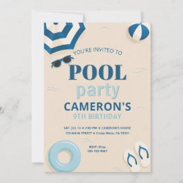 Invitación de cumpleaños para fiesta en la piscina