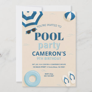 Invitación de cumpleaños para fiesta en la piscina