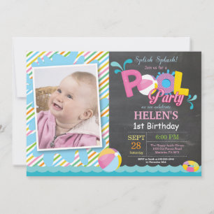 Invitación de cumpleaños para fiesta en la piscina