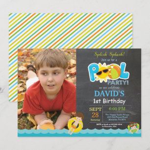 Invitación de cumpleaños para fiesta en la piscina