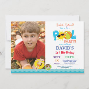 Invitación de cumpleaños para fiesta en la piscina