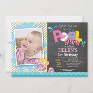 Invitación de cumpleaños para fiesta en la piscina