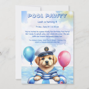 Invitación de cumpleaños para fiesta en la piscina