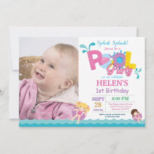 Invitación de cumpleaños para fiesta en la piscina
