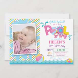Invitación de cumpleaños para fiesta en la piscina