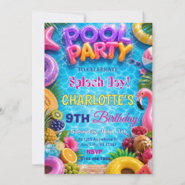 Invitación de cumpleaños para fiesta en la piscina