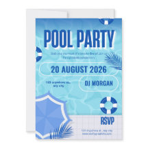 Invitación de cumpleaños para fiesta en la piscina