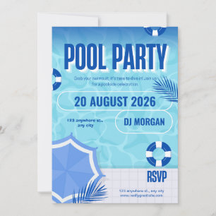 Invitación de cumpleaños para fiesta en la piscina