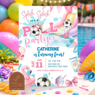 Invitación de cumpleaños para fiesta en la piscina