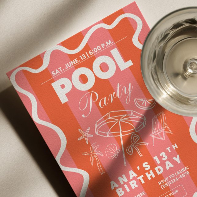 Invitación de cumpleaños para fiesta en la piscina (Subido por el creador)