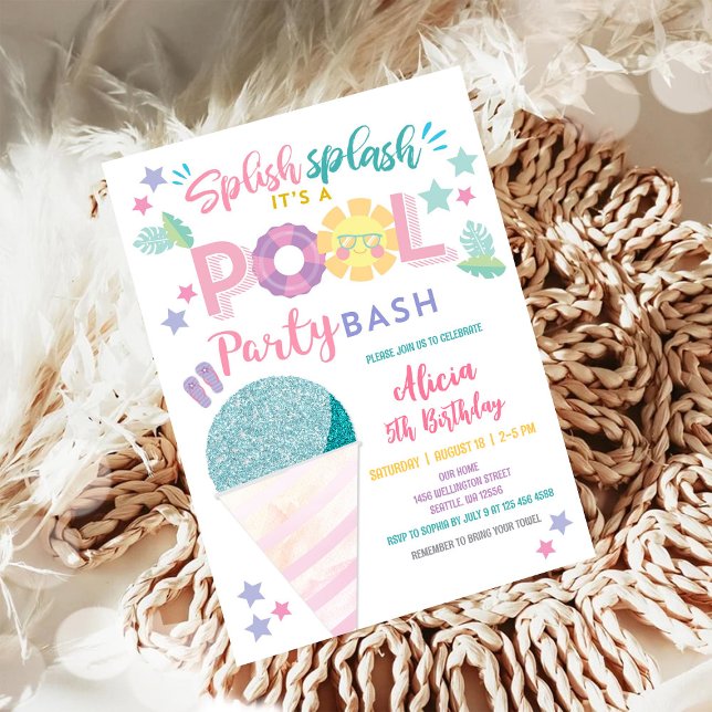 Invitación de cumpleaños para fiesta en la piscina (Subido por el creador)