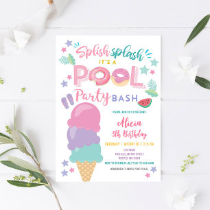 Invitación de cumpleaños para fiesta en la piscina