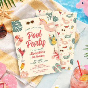 Invitación de cumpleaños para fiesta en la piscina