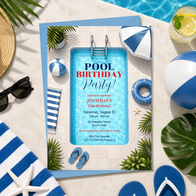 Invitación de cumpleaños para fiesta en la piscina (Subido por el creador)