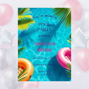 Invitación de cumpleaños para fiesta en la piscina