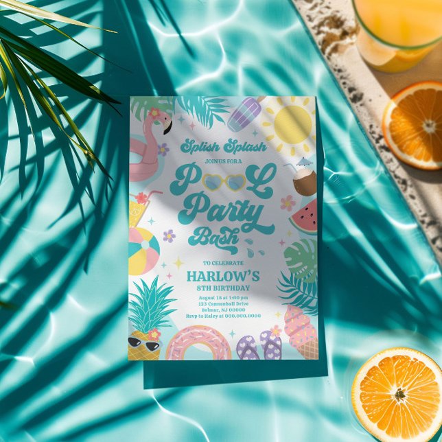 Invitación de cumpleaños para fiesta en la piscina (Subido por el creador)