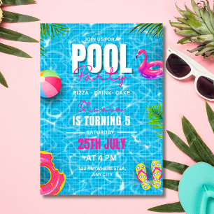 Invitación de cumpleaños para fiesta en la piscina