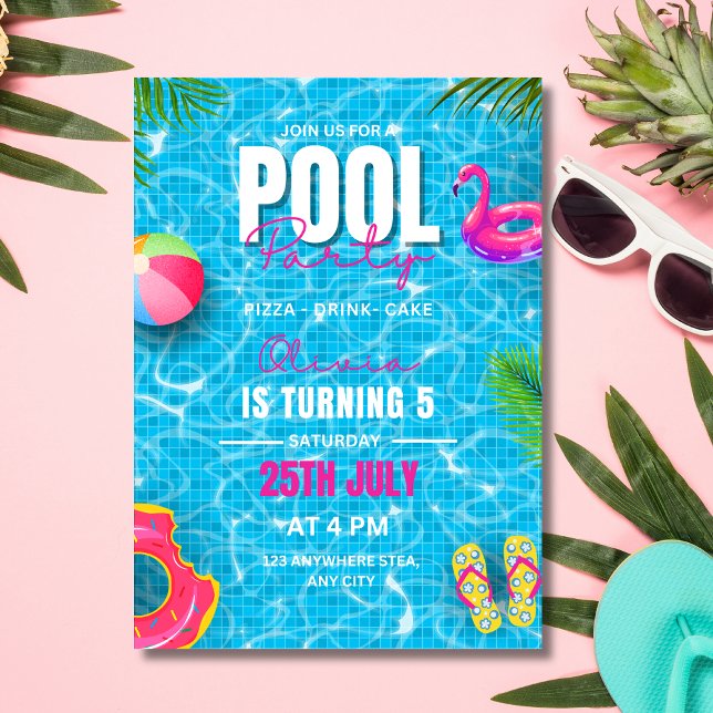 Invitación de cumpleaños para fiesta en la piscina (Subido por el creador)