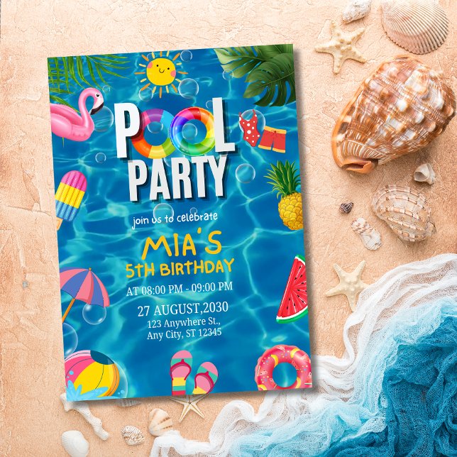Invitación de cumpleaños para fiesta en la piscina (Subido por el creador)