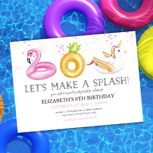 Invitación de cumpleaños para fiesta en la piscina