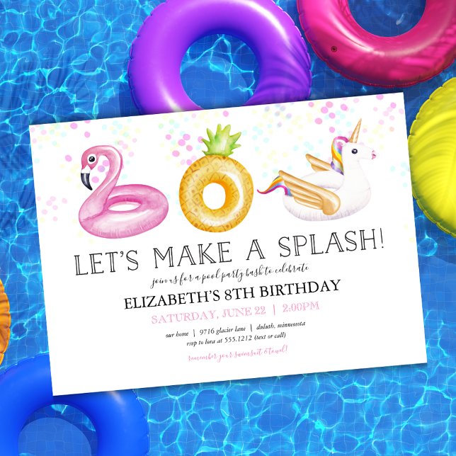 Invitación de cumpleaños para fiesta en la piscina (Subido por el creador)