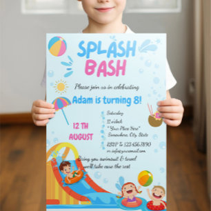 Invitación de cumpleaños para fiesta en la piscina