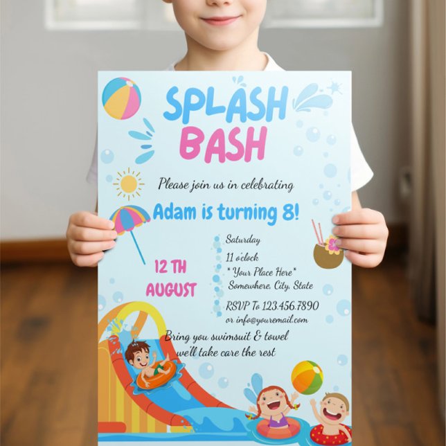 Invitación de cumpleaños para fiesta en la piscina (Subido por el creador)