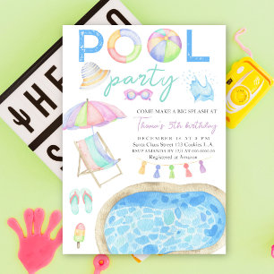 Invitación de cumpleaños para fiesta en la piscina