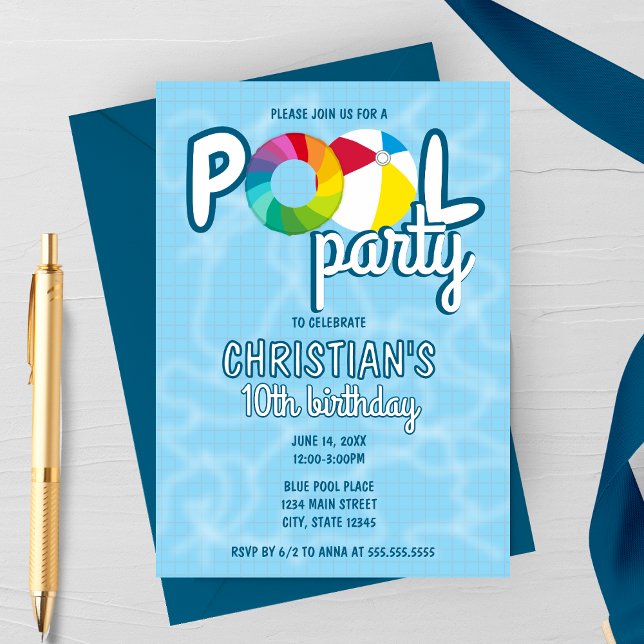 Invitación de cumpleaños para fiesta en la piscina (Subido por el creador)