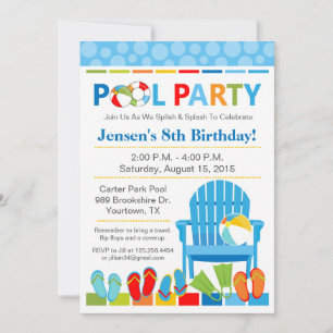 Invitación de cumpleaños para fiesta en la piscina