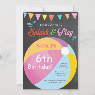 Invitación de cumpleaños para fiesta en la piscina