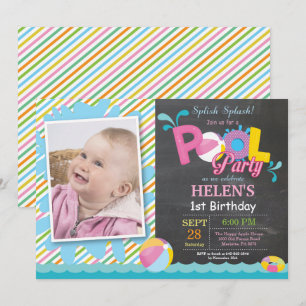 Invitación de cumpleaños para fiesta en la piscina