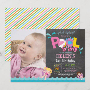 Invitación de cumpleaños para fiesta en la piscina