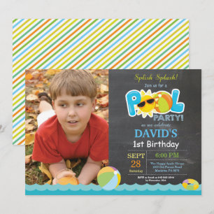 Invitación de cumpleaños para fiesta en la piscina