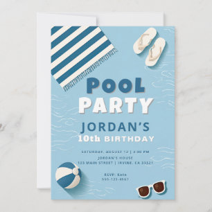 Invitación de cumpleaños para fiesta en la piscina