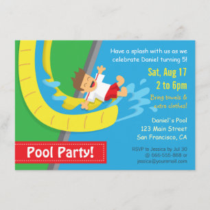 Invitación de Cumpleaños para Fiesta en Piscina co