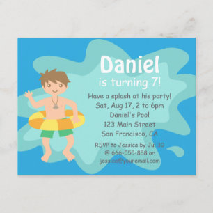 Invitación de Cumpleaños para Fiesta en Piscina Ki