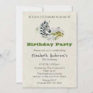 Invitación de cumpleaños para fiesta en Safari Zeb