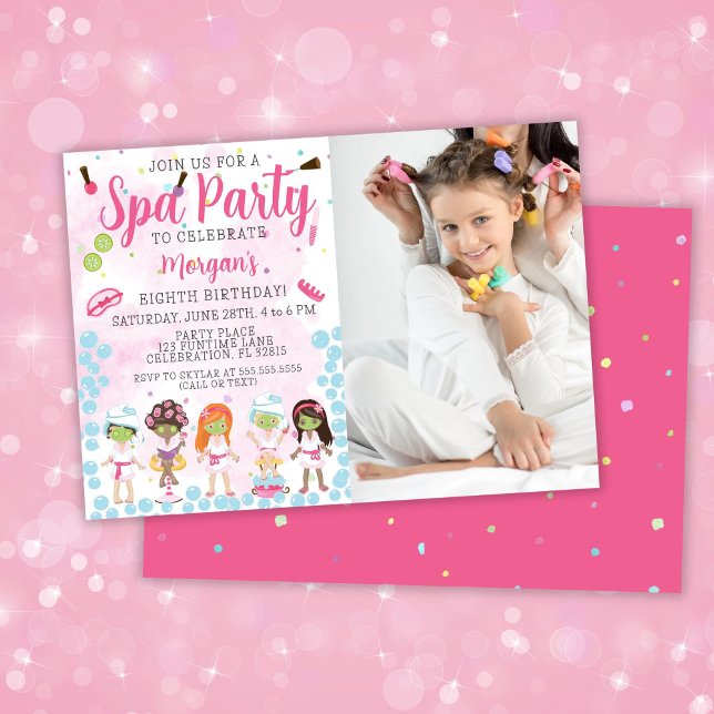 Invitación de cumpleaños para fiesta en Spa con fo (Subido por el creador)
