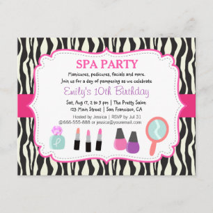 Invitación de Cumpleaños para Fiesta en Zebra Prin